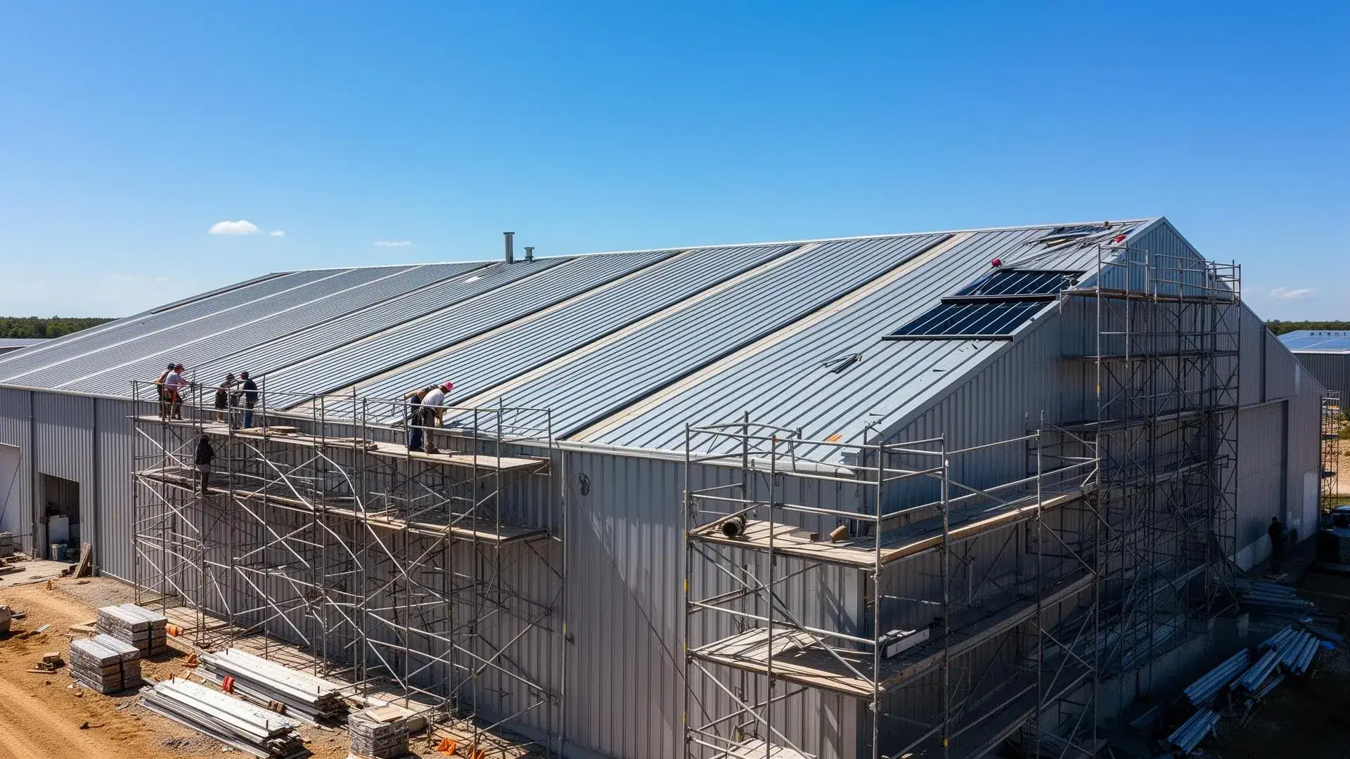 Installazione coperture metalliche su capannone in Veneto
